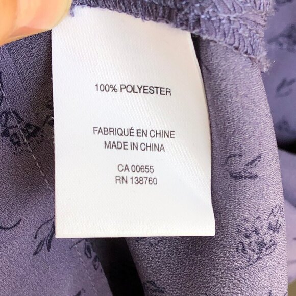 Reitmans Blouse Button Down Office Casual Roll-Up Sleeves Floral Purple Large - Picture 6 of 14